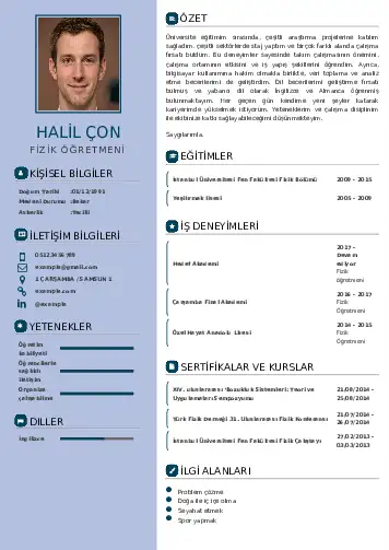 Fizik Öğretmeni CV Örnekleri cv indir